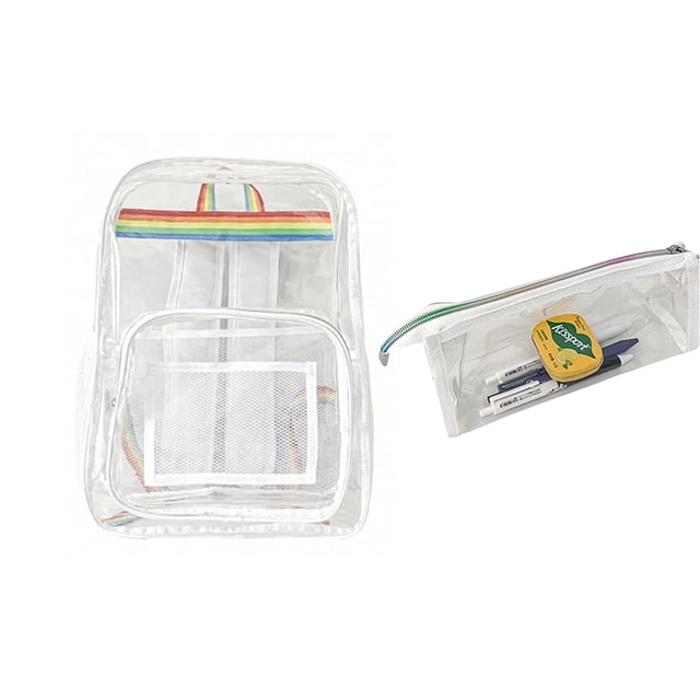 Kmbangi Clear Backpack Heavy Duty Transparent Backpacks Large Bookbag for Kids Adults Work Sporting Events Travel