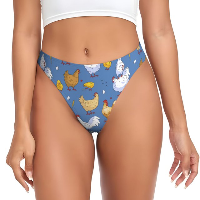 Fotbe Chicken Family Tanga Sin Costuras para Mujer con Estampado – Panties Invisibles, Transpirables y Cómodos para Uso Diario-X-Large