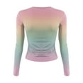 thumbnail image 5 of bbyeadc Womens Multicolor Long Sleeve Shirts Casual Gradient Going Out Tee Shirts Spring Fall Winter Crew Neck Strechy Tight Clothes Pullover, Multicolor XL, 5 of 5