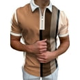 thumbnail image 3 of FASHIONWT Men Slimming Short Sleeve Quater-zip Lapel Summer Striped Shirts, 3 of 4