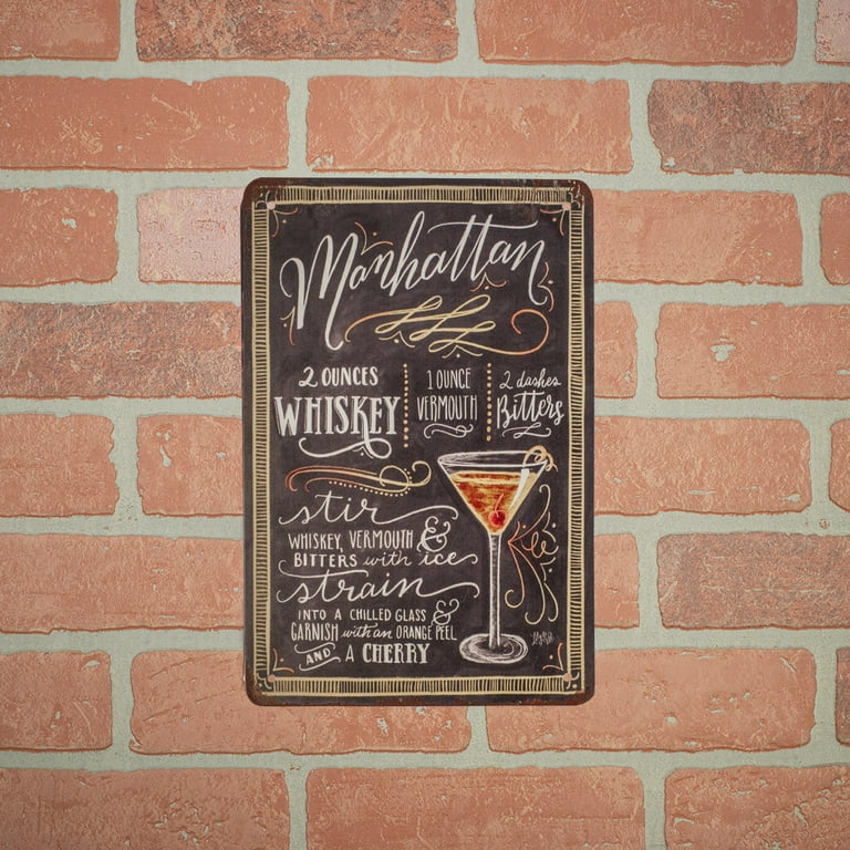Manhattan Alcohol Liquor Cocktail Recipe Retro Tin Wall Sign Home Bar Pub Decor Manhattan Alcohol Liquor Cocktail Recipe Retro Tin Wall Sign Home Bar Pub Decor