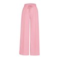 thumbnail image 4 of Fmbrln Womens Trendy Wide Leg Sweatpants Drawstring Elastic Waist Work Pants Casual Baggy Running Athletic Joggers Pants with Pockets Pink XL, 4 of 5