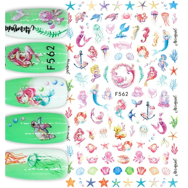Little Mermaids sea nail art stickers shells stars for Summer Beach ...