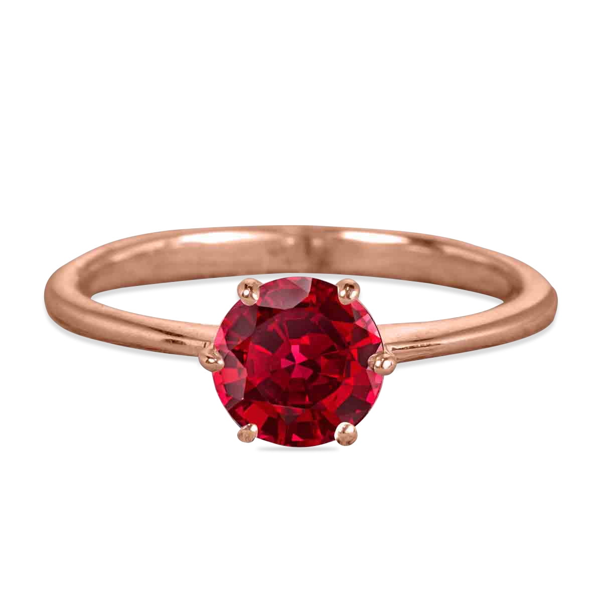 JeenMata - Half Carat Round Natural Red Ruby Engagement Ring - Women
