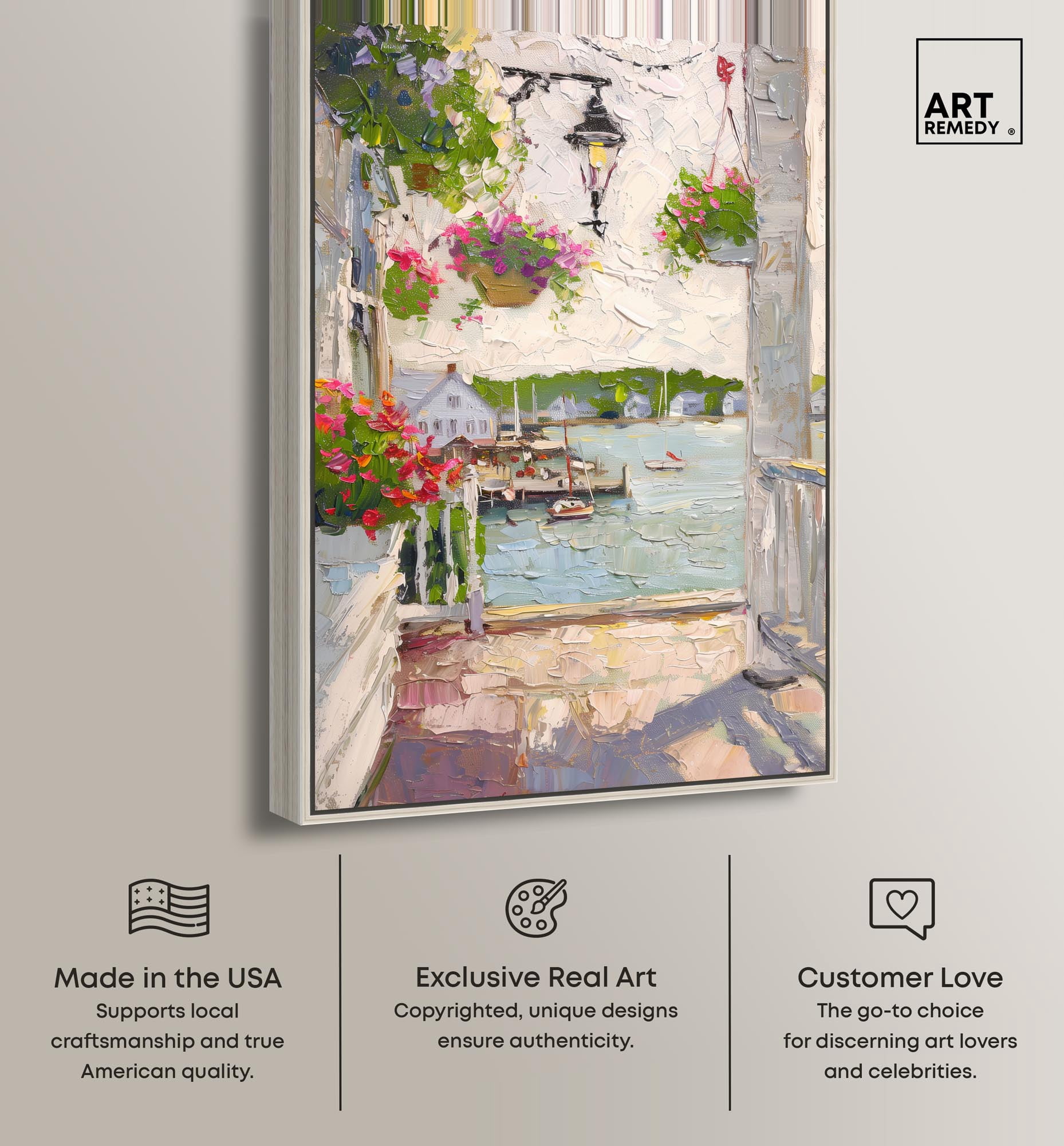 Harbor Hideaway II Canvas Pastel Oil Paintings by Art Remedy, Silver Frame, 30 x 45