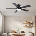 thumbnail image 3 of PHORUS 46" Modern Flush Mount Ceiling Fan with Light,Black Low-Profile Design, 5 Reversible Blades, Quiet Motor with 6 Speeds, 3-Tone LED Lighting, Indoor & Covered Outdoor, 3 of 7