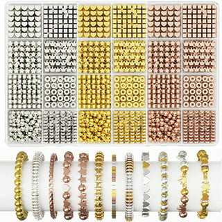 Gold Spacer Beads for Jewelry Making, Trianu Gold Round Beads and Gold Flat  Clay Beads for Bracelets Making, Small Gold Filled Beads for Jewelry