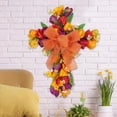 thumbnail image 6 of OAVQHLG3B Easter Front Door Wreath Cross Easter Wreath Wood Artificial Hanger Wall Wreaths Christian Lily Flowers Signs Door Decorations for Home Porch Spring Farmhouse Party Decor, 6 of 9