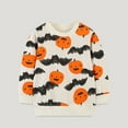 thumbnail image 2 of Odeerbi Kids Boys Girls Halloween Pumpkin Long Sleeve T-Shirts Fall Winter Cotton Base Tops Children's Fashion Loose Pumpkin Print Pullover Round Neck Top Shirt Multicolor, 2 of 9