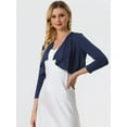 thumbnail image 2 of Unique Bargains Women's Open Front Drape Bolero Shrug Crop Cardigan L Dark Blue, 2 of 6
