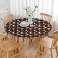thumbnail image 3 of Red Brown Mushroom Black Pattern Round Fitted Tablecloth with Elastic Edge,Dining Table Cover Waterproof,Outdoor Round Tablecloth for Camping,Dining,Indoor and Outdoor, 3 of 7