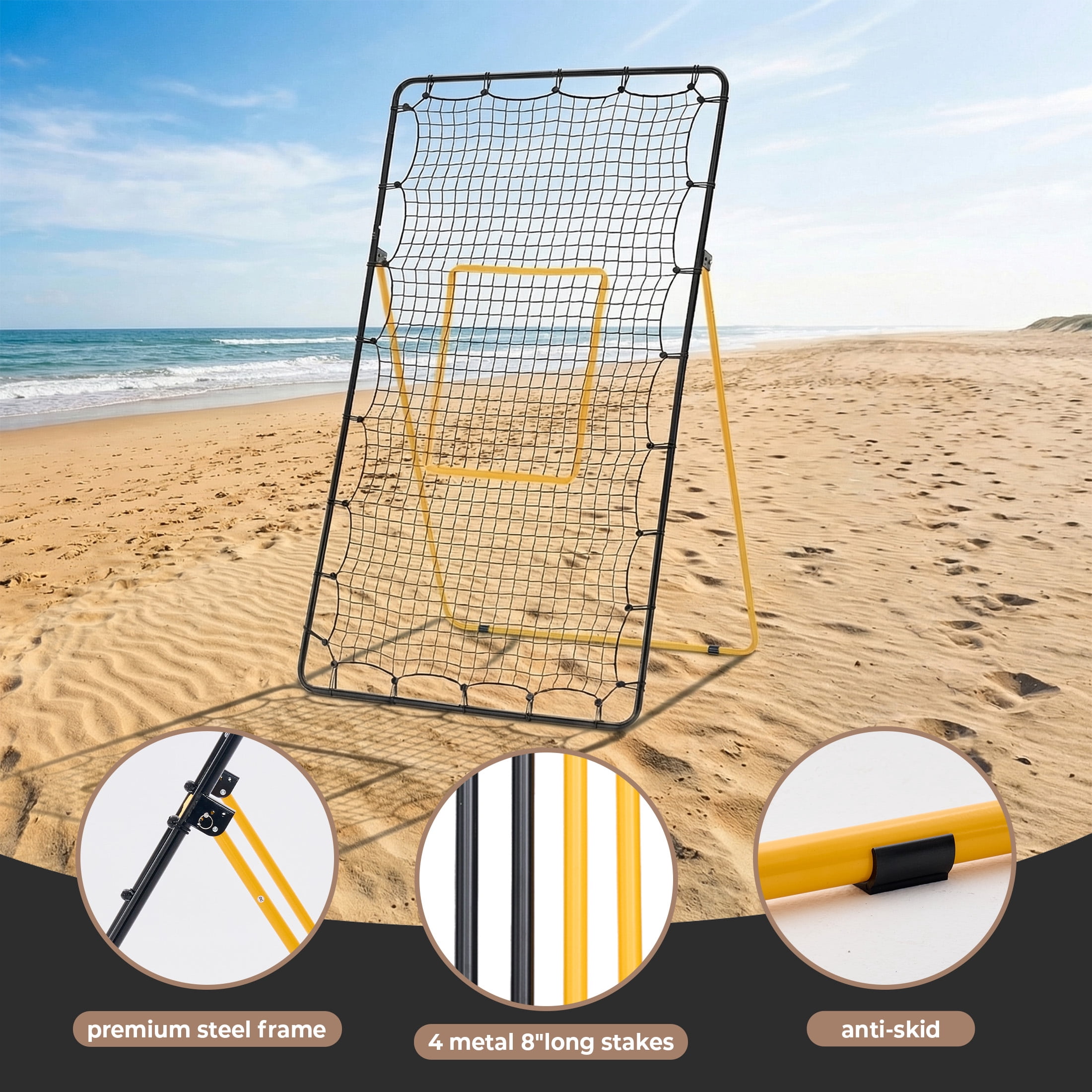 EDX Volleyball Rebounder Net with Travel Bag, Adjustable Angle Training Equipment for Solo Practice & Team Drills, Black