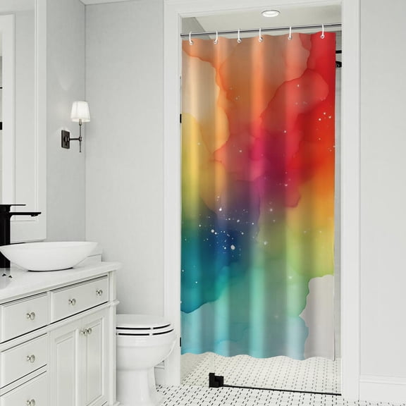 Colorful Tie Dye Ink Splash Pattern Shower Curtain 36"x72" ,Bathroom Decorative Shower Curtains Set with 12 Hooks,Modern Waterproof Washable Shower Curtain