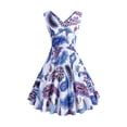 thumbnail image 1 of Leutsin Robe d'Été Sans Manches à Col en V à Imprimé Vintage Évasée pour Femme Grande Taille, 1 of 6