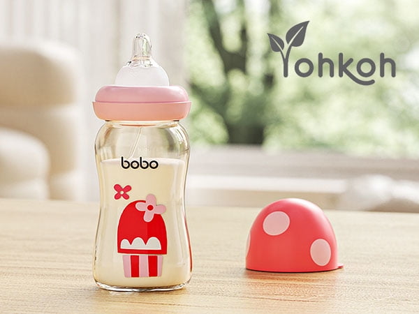 YOHKOH 8.8 ounce,Mushroom Cap PPSU Bottle,Wide-neck Baby Bottle,for 3m+ Infant/Toddler,2pc