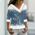thumbnail image 1 of Ventes de Liquidation! Aqestyerly Hauts de Noël pour Femmes Liquidation Pull Imprimé Col en V Manches Longues, 1 of 3