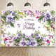 thumbnail image 1 of 7x5ft Happy Birthday Backdrop The Little Butterfly Is Turning One Theme Pink Beautiful Bloomy Flowers Princess Girls 1st Birthday, 1 of 3