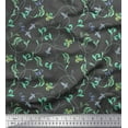 thumbnail image 1 of Soimoi Gray Modal Satin Fabric Artistic Leaves Printed Craft Fabric by the Yard 42 Inch Wide, 1 of 3