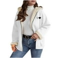 thumbnail image 2 of Women's Plus Size Winter Cardigan Double Faced Fleece Hooded Short Top, 2 of 8