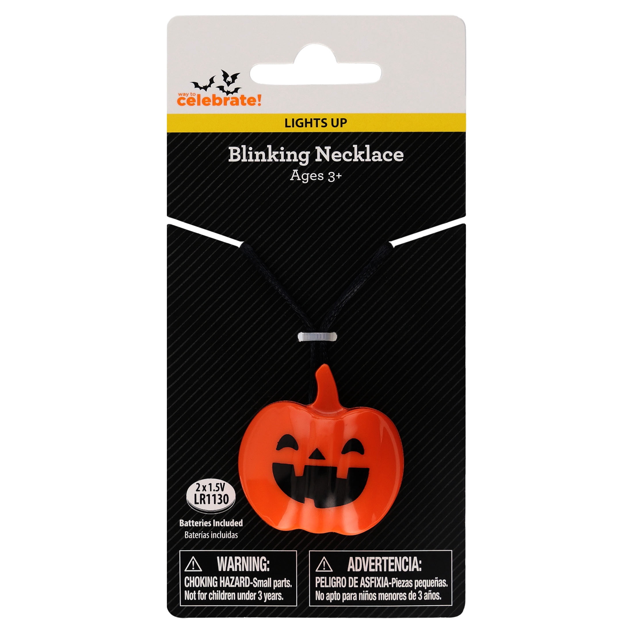 Light-Up Blinking Pumpkin Necklace, Orange, Halloween by Way To Celebrate