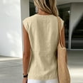 thumbnail image 5 of RQYYD Womens Sleeveless V Neck Tops Casual Twist Knot Blouses Linen Blend Wrap Tank Tee Shirts Daily Clothes, 5 of 6