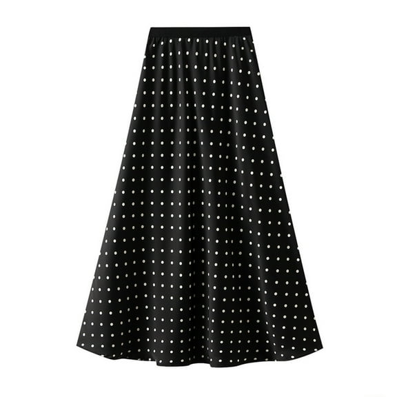 Maoxin Women's Skirts Women's Summer Casual Polka Satin line Fishtail Skirt ,Black,M