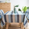 thumbnail image 5 of Bwomeauty Home Decorations, Striped Tablecloth Mediterranean Wind Blue Cloth Linen Small Fresh Table Rectangular Coffee Table Cloth Home Multi-purpose Pattern Tablecloth, Women Gifts, 5 of 6