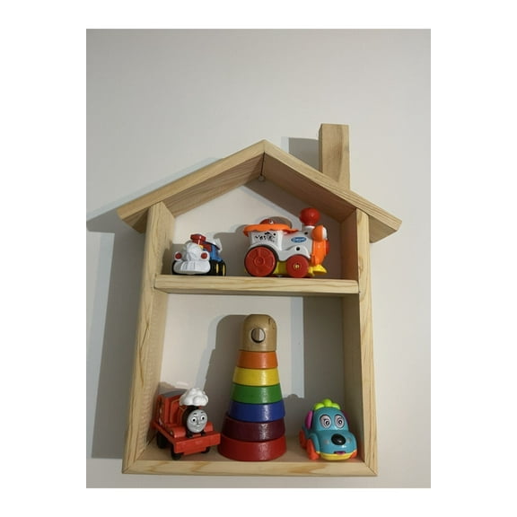 decorative wall shelf, children's room decor, mini bookshelf, house shaped shelf
