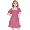 thumbnail image 2 of JUSLIO Dresses for Girls Pleated Dresses Ruffle Crew Neck Short Sleeve Casual Dress Size 9 Y, 2 of 9
