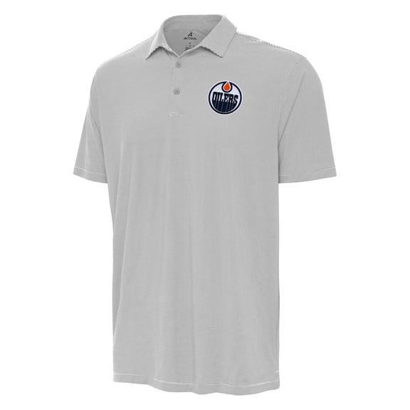 Men's Antigua Gray Edmonton Oilers Twine Polo