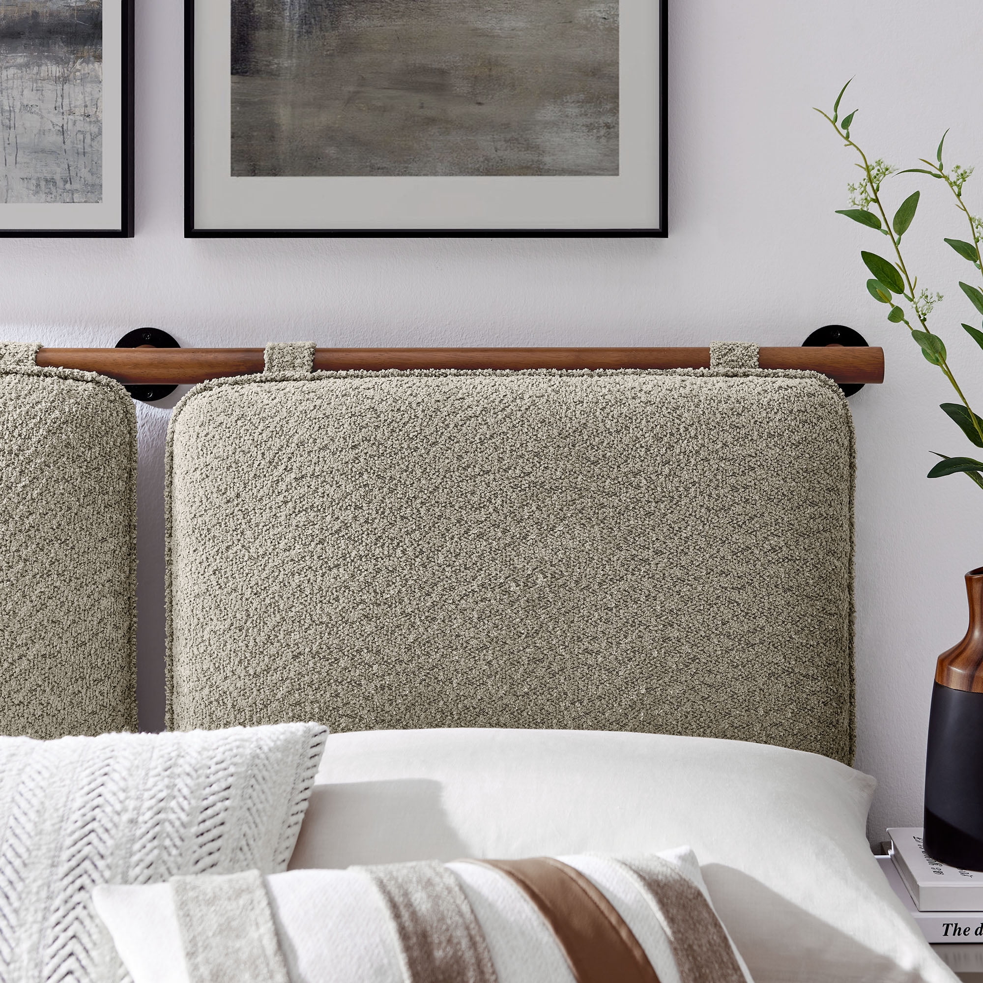Anela Queen Headboard in Oatmeal Walnut