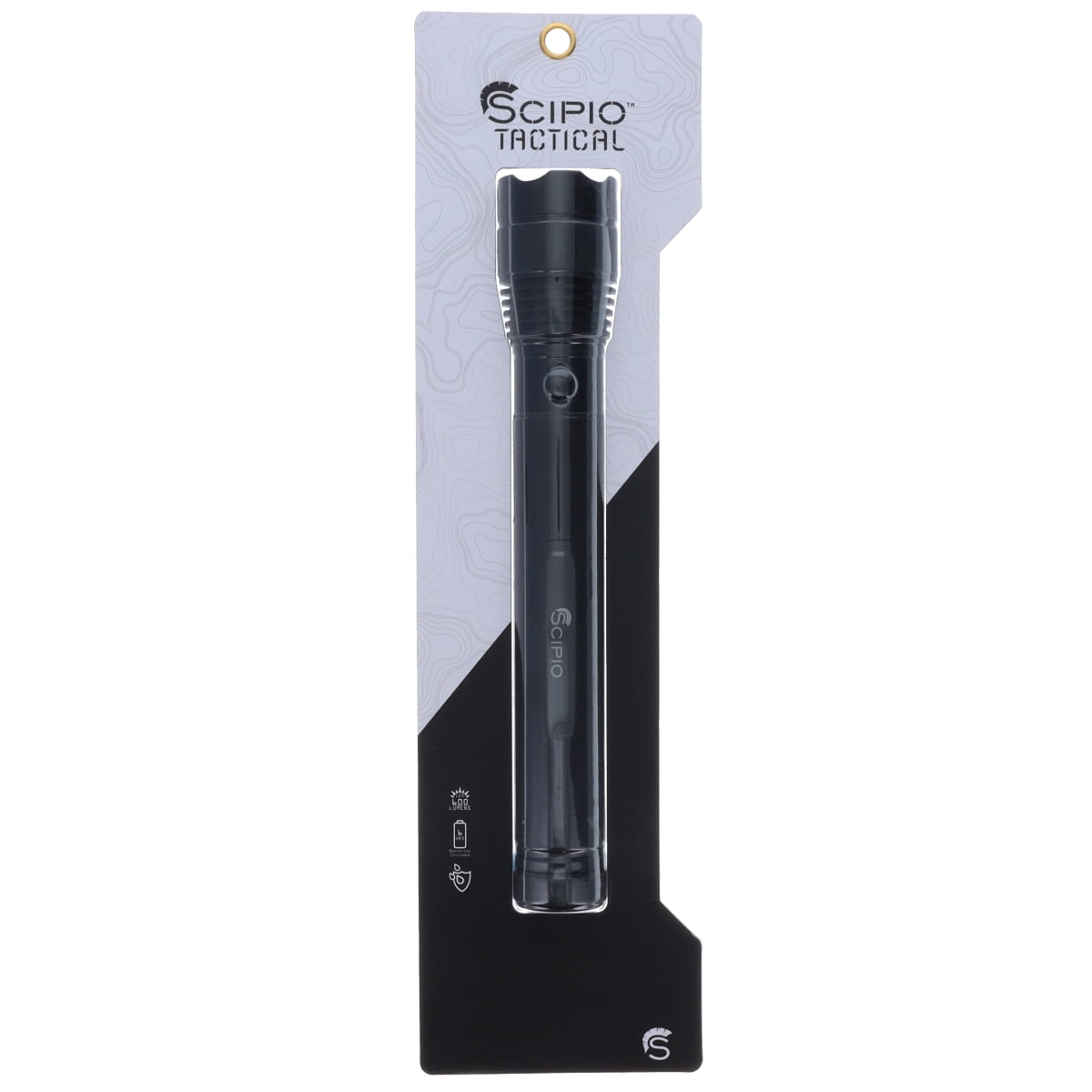 Scipio Tactical Flashlight S3201G 12-inch Aluminum 500 Lumens Camping EDC Torch - Black