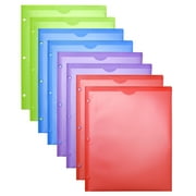 RYWESNIY Heavy Duty Plastic Folders with Clear Front Pocket,2 Pocket Folders with 3 Hole Punch,Assorted Colors,8 Pack