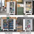 thumbnail image 4 of White Metal Kitchen Storage Cabinet, Kitchen Pantry Storage Cabinet with Doors and Shelves, Storage Cabinet with Adjustable Leveling Foot for Kitchen, Living Room and Dining Room. 61" H, 4 of 12