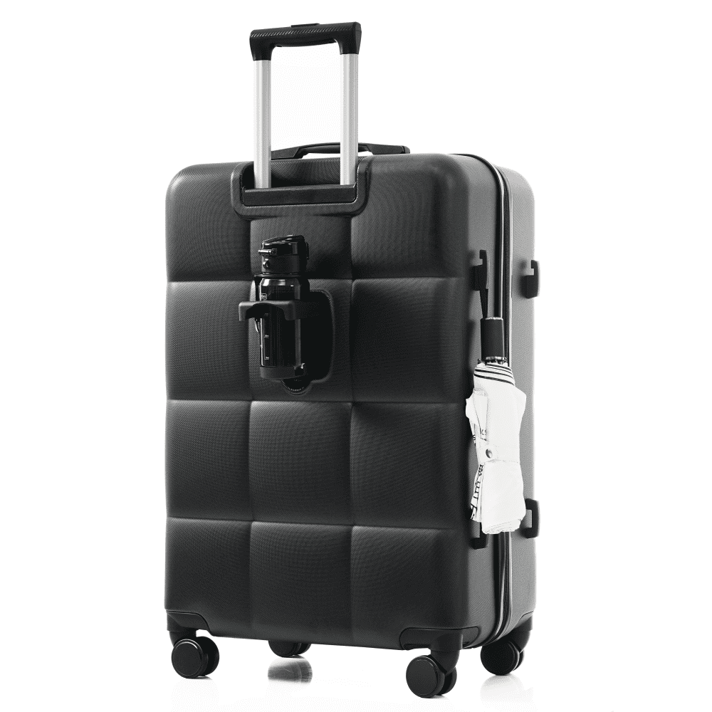 DECMAY 3-Piece ABS Luggage Set with Spinner Wheels and Cup Holder, Airline Carry-On Approved