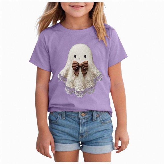 boobe Toddler Girls Halloween Shirts Graphic T-Shirt Spooky Season Short Sleeve Tee Tops