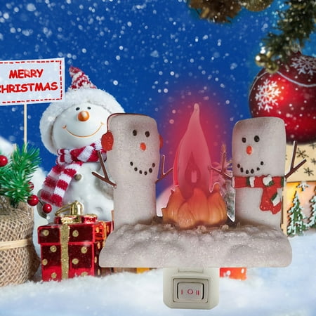 

2 Packs Back to School Sale Night Lights Warm Snowman Bonfire Atmosphere Small Night Lights Warm Waiting In Winter Creating A Dreamy Snow Night Bonfire Scene by xianyou