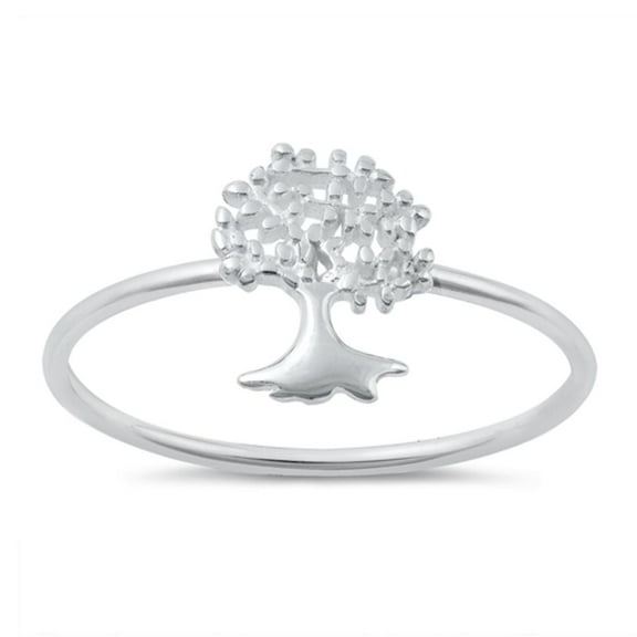 Simple Tiny Tree of Life Leaf Ring .925 Sterling Silver Band Jewelry Female Male Unisex Size 3