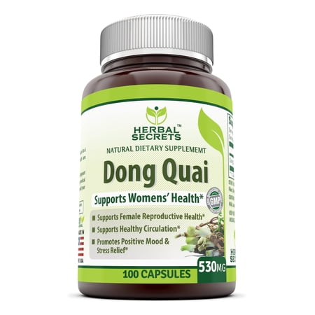 Herbal Secrets Dong Quai 530 Mg 100 Capsules Supplement | Vitamin B9 | Non-GMO | Gluten Free