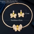 thumbnail image 4 of Lovely Yellow Baguette Butterfly CZ Stone Choker Jewelry Set for Brides Wedding, 4 of 7