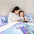 thumbnail image 4 of Erosebridal Purple Butterfly Twin Bedding Sets for Girls, Garden Flower Floral Bedding Comforter Set, Monogrammed L, Reversible, 7-Piece, 4 of 6