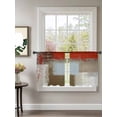 thumbnail image 2 of Sheer Curtains 54 Inch Length 2 Panels Set for Kitchen, Red Brown Semi Sheer Curtains for Windows, Blue White Modern Rustic Neutral Graffiti Art Voile Window Treatments Rod Pocket Curtain, 2 of 7