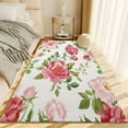 Area Rug Rectangle Carpet, Plant Flowers Peony Flowers Machine Washable