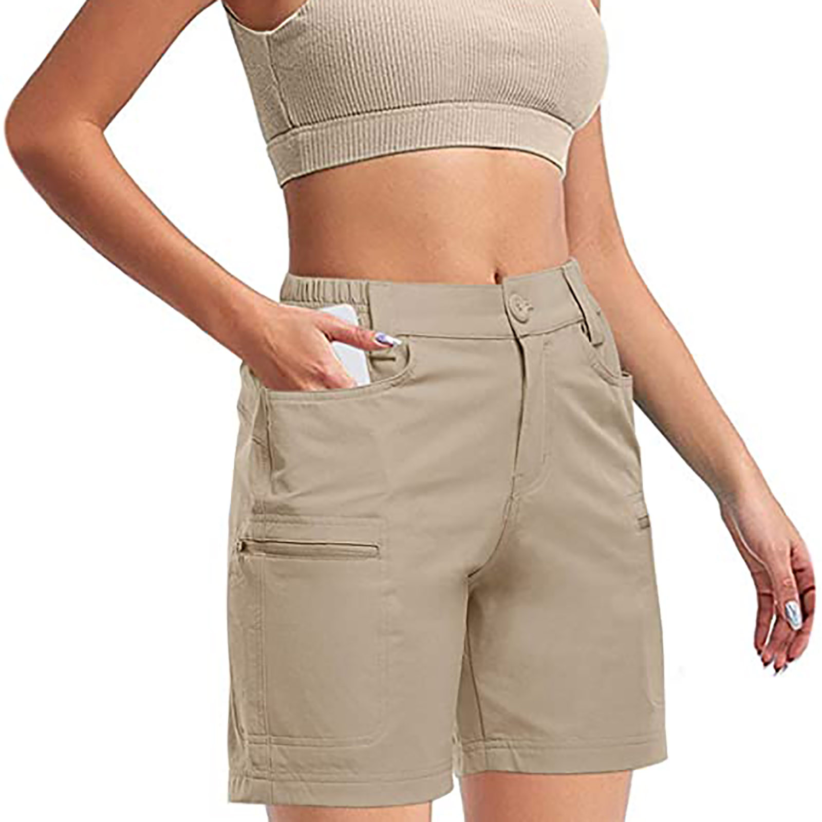 Women's Casual Cargo Shorts Summer Stretch High Waist Quick Dry Running