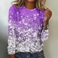 thumbnail image 2 of Jewelreauty Womens Long Sleeve Printed Shirts Round Neck Pullover Loose T-Shirts Casual Comfort Blouses Tee (L, White), 2 of 4