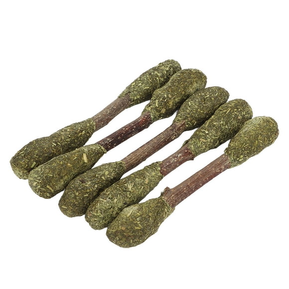 Rabbit Chew Toy, Keep Teeth Healthy Interactive 5PCS Minerals Alfalfa Grass Safe Promote Digestion Hamster Chew Sticks for Gerbils for Guinea Pig