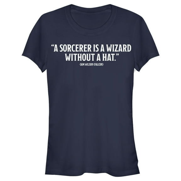 Junior's Marvel The Falcon and the Winter Soldier Wizard Without a Hat Graphic Tee Navy Blue Large