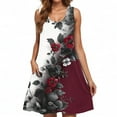 thumbnail image 3 of Floral Print Sleeveless Dress for Women Summer Casual A-Line Swing Dress with Pockets Tank Sundress Beach, 3 of 6