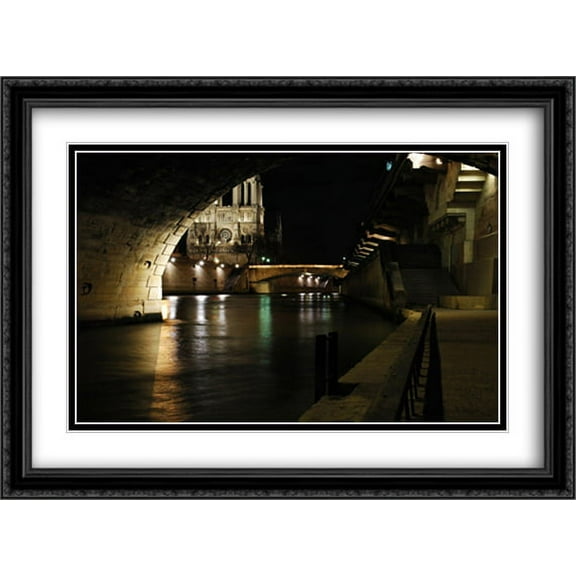 Notre Dame de Paris Cathedral, France 2x Matted 38x28 Large Black Ornate Framed Art Print by The Cityscape Art Print Series