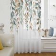 thumbnail image 6 of Green Brown Botanical Sheer Curtains 54 Inches Long, Farmhouse Eucalyptus Leaves Light Filering Curtains, Breathable Simi Curtain Privacy Drapes for Kitchen Bathroom Nursery Small Window Treatment, 6 of 9